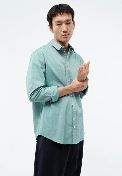 Givn Berlin Givn Berlin Hemd GBFRANCIS aus Bio-Baumwolle im oversized Fit, Malachite green (melange), – Produktbild 2 von 4