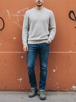 Will's Vegan Shop Will's Vegan Shop Recycled Chunky Rib Grau Knit Herren – Produktbild 1 von 1