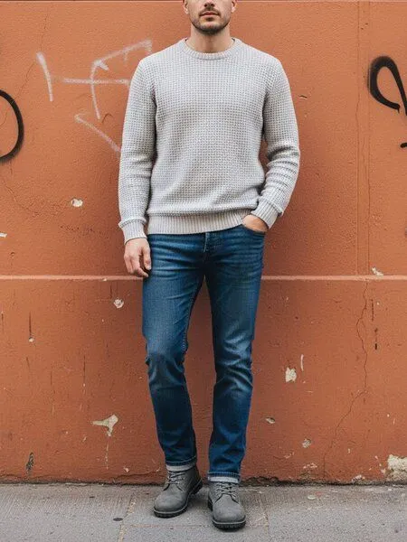 Will's Vegan Shop Will's Vegan Shop Recycled Chunky Rib Grau Knit Herren, Grey, – Produktbild 1 von 1