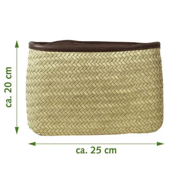 NATUREHOME NATUREHOME Kulturbeutel aus Schilfblatt - Nachhaltige Kosmetiktasche, Handgemacht, Naturmaterial, Reiseetui & Badezimmer-Organizer, 25 x 20 cm – Produktbild 3 von 3