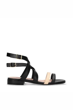 NAE NAE Damen vegan Sandalen Olga Veganes Öko-Leder Beige/Schwarz – Produktbild 1 von 1