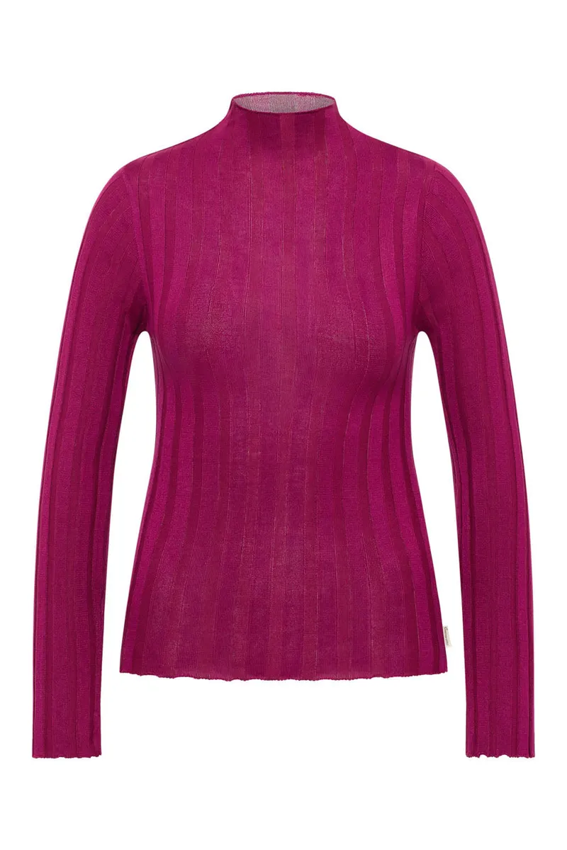 Tranquillo Oberteil aus Carool aus EcoVero-Rippstrick - raspberry / M – Produktbild 1 von 3