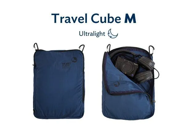 Ticket to the Moon Ticket to the Moon Packwürfel "Travel Cube Medium" upcycled, Navy blau (ultraleicht), – Produktbild 1 von 1