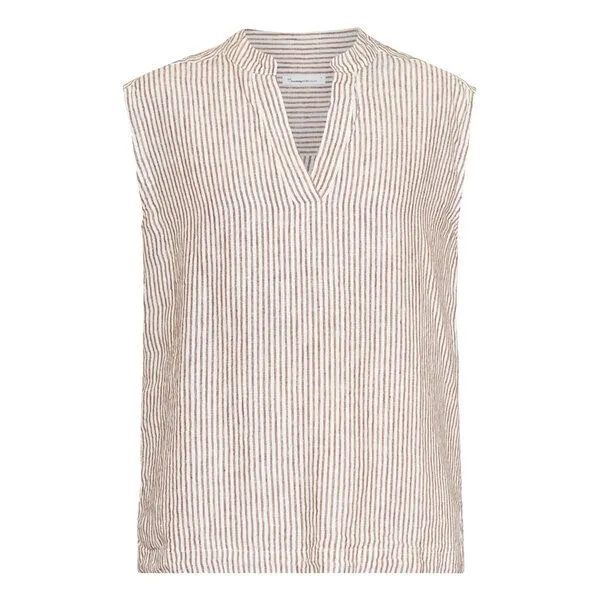 KnowledgeCotton Apparel KnowledgeCotton Apparel Gestreiftes Leinen-Top SLEEVELESS aus Bio-Leinen, Braun (brown stripe), – Produktbild 4 von 4