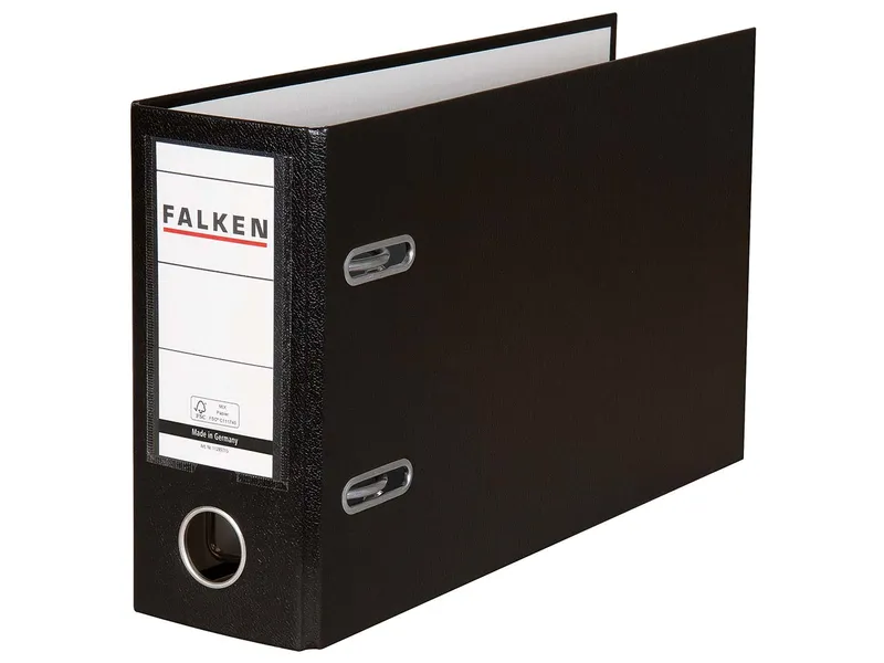 Falken 10 Falken Ordner, kaschierter Karton PP, 250 g/m², DIN A5 quer, RB 80 mm, schwarz – Produktbild 1 von 1