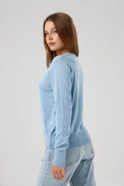 GORG GORG Damen Strickpullover mit Rundhalsausschnitt, Hellblau, – Produktbild 4 von 4