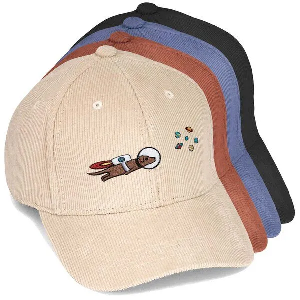 LIGARTI Bestickte Cord Cap – Astrowau der Space–Hund – LIGARTI Tiermanufaktur, Sand, – Produktbild 2 von 4