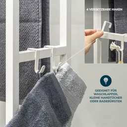 eluno Handtuchständer Badetuchhalter freistehend, mit 2 Bambus-Stangen, 4 Haken – Produktbild 1 von 1