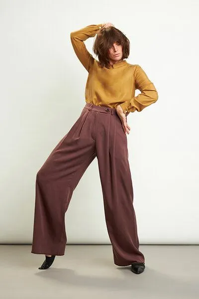 Skrabak Skrabak Damen Bundfaltenhose aus Lyocell Twill "Vic", Braun, – Produktbild 2 von 4