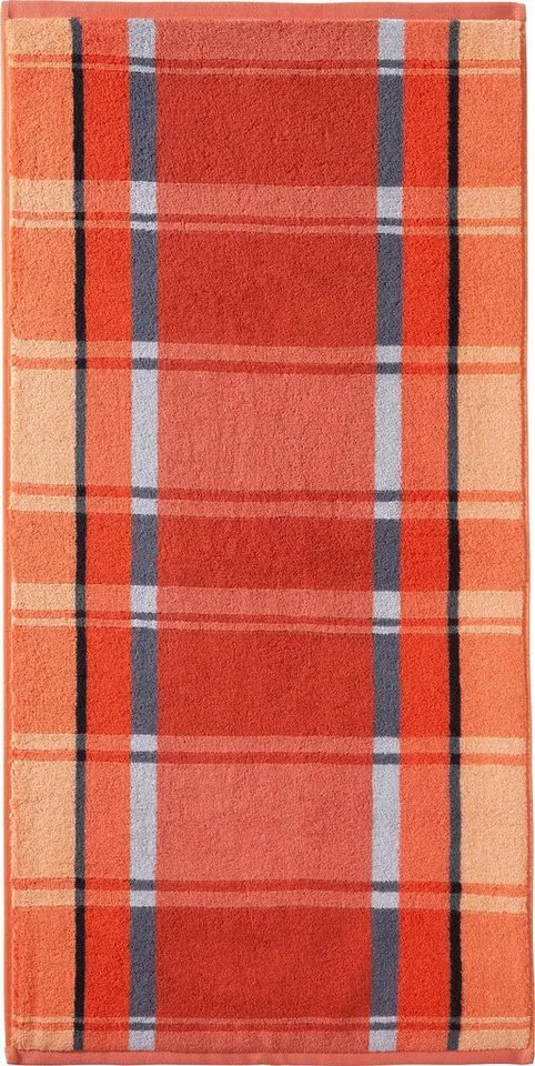 Erwin Müller Handtuch Handtuch "Ludwigsburg" 4er-Pack, Jacquard, Walk-Frottier Uni/Karo/Ornamente, Orange, – Produktbild 2 von 5