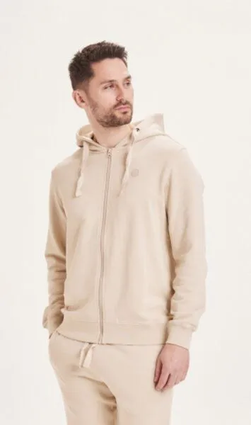 KnowledgeCotton Apparel KnowledgeCotton Apparel Sweatjacke - Zip hood basic badge sweat- aus Biobaumwolle, Grau (light feather grey), – Produktbild 1 von 1