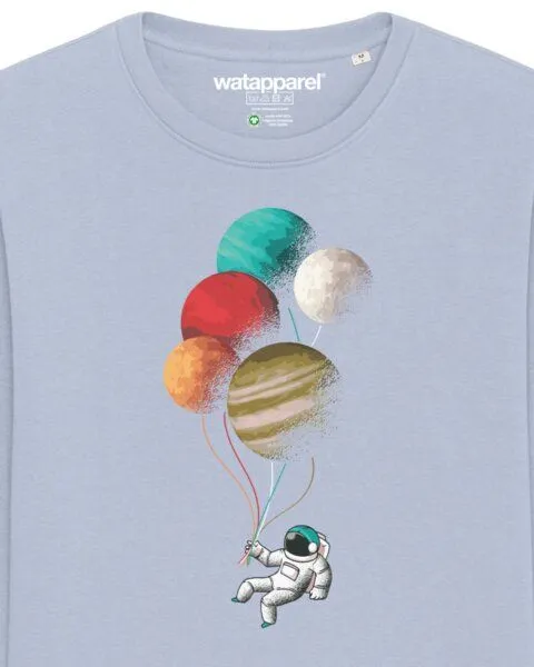 watapparel watapparel Sweatshirt Unisex Balloon Spaceman, Serene blue, – Produktbild 3 von 3