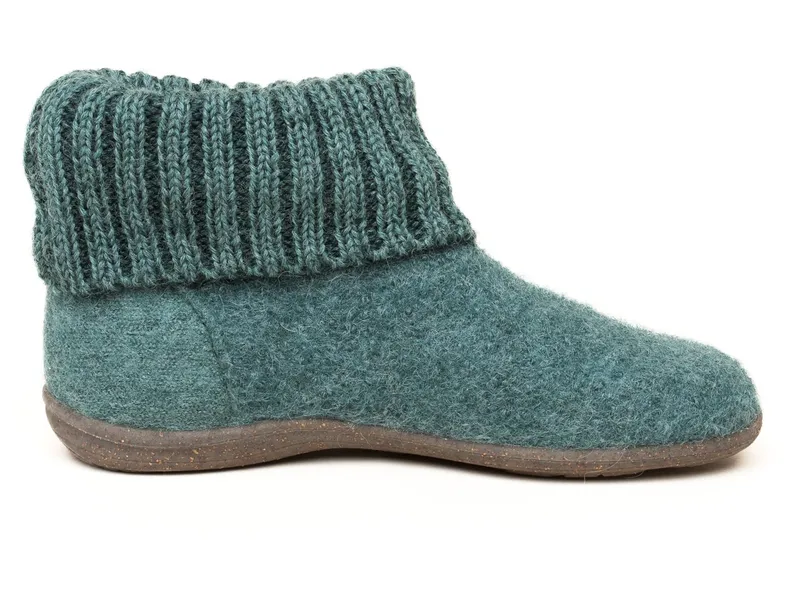 Gottstein Gottstein Kinder Hausschuhe Hüttenschuhe Wollwalk Gummi-Kork Sohle, Grün, – Produktbild 2 von 2