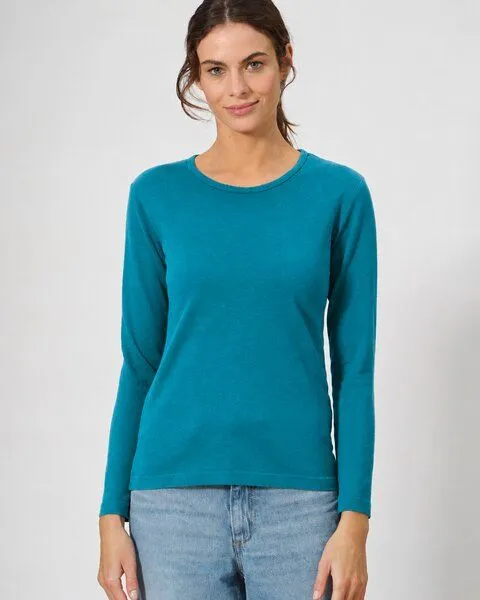 HempAge HempAge Langarmshirt Basic Hanf/Biobaumwolle, Lagoon grün, – Produktbild 1 von 4