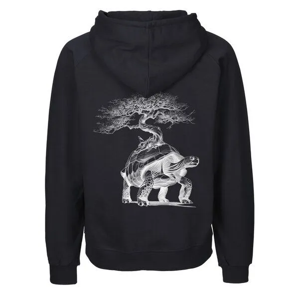 HANDGEDRUCKT HANDGEDRUCKT "Lange Reise" Männer Zip-HOODY aus reiner Biobaumwolle (kbA), Navyblue, – Produktbild 1 von 4