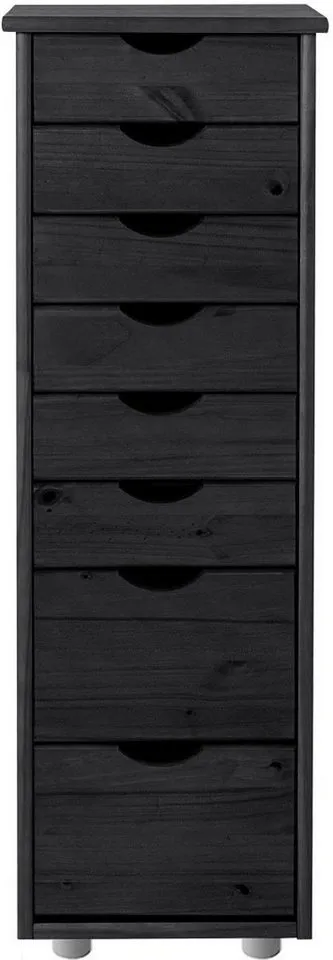 OTTO home Kommode Gava, massives Kiefernholz, mit vielen Stauraummöglichkeiten, Breite 34 cm, Schwarz, – Produktbild 4 von 5