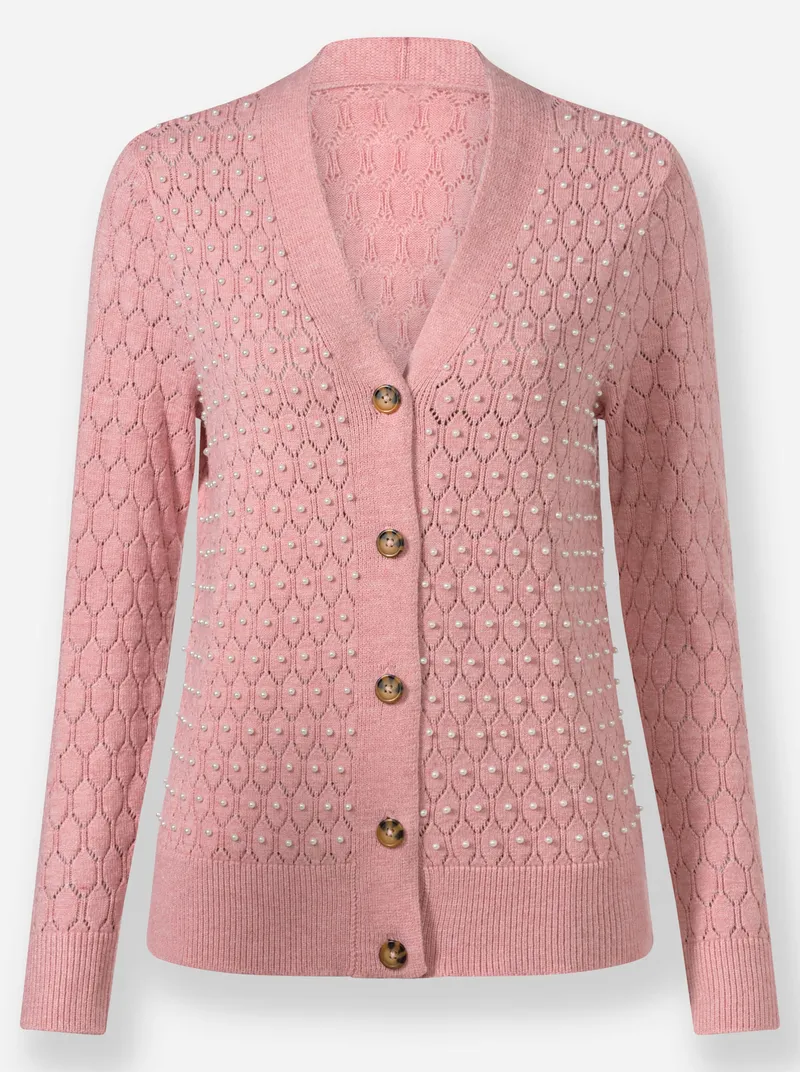 Witt Ajourstrickjacke, Rosenquarz-meliert, – Produktbild 1 von 2