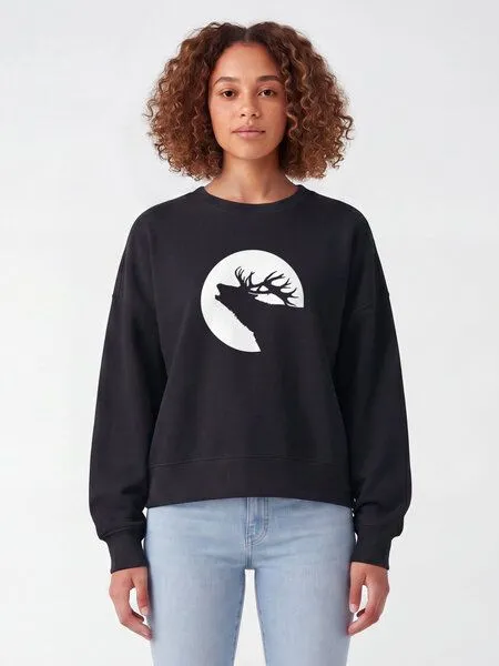 watapparel watapparel Sweatshirt Frauen Röhrender Hirsch, Black, – Produktbild 2 von 2