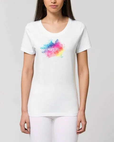 Human Family Bio Damen Rundhals T-Shirt Amorous "Colour Love" von Human Family, Weiss, – Produktbild 2 von 2
