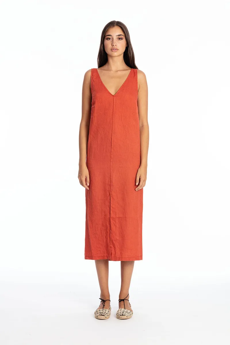 RAVENS VIEW IBIZA RAVENS VIEW IBIZA Damen vegan Kleid Chlöe Terracotta Orange, Dunkelorange, – Produktbild 2 von 2