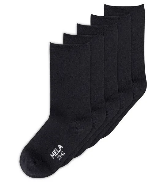 MELA MELA Rollsaum Socken im 5er-Pack aus Biobaumwoll-Mix, Schwarz, – Produktbild 1 von 2
