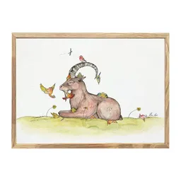 LIGARTI Kunstdruck »Steinbock & Vögel« von LIGARTI | A4, A3 oder A2 | Wandbild | Poster | Kunst – Produktbild 1 von 1