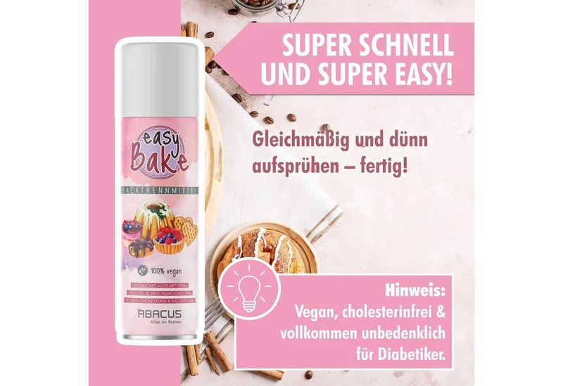 ABACUS Backform Backtrennspray, Pflanzliches Backtrennmittel vegan, (Geschmacksneutral 2-tlg), Keine zusätzlichen Kalorien durch Butter oder Margarine – Produktbild 5 von 5