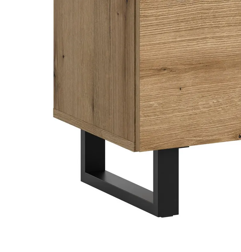 Inn.Furn Lowboard Gelia (TV Unterschrank in Evoke Eiche mit schwarz, Breite 188 cm, Komforthöhe), mit Vollauszug und Soft-Close-Funktion, Beige, – Produktbild 4 von 5
