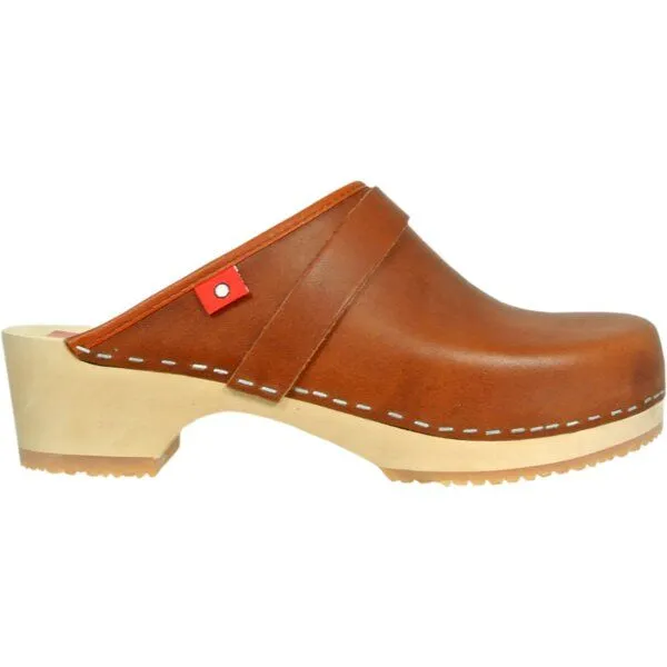 Klox Klox Original Clog - handgemachter Holzclog mit pflanzlich gegerbtem Leder, Braun (cognac), – Produktbild 1 von 3