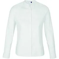 NEOBLU NEOBLU Damen Bluse Langarm Business verdeckte Knopfleiste Mandarinkragen, Weiss, – Produktbild 1 von 1