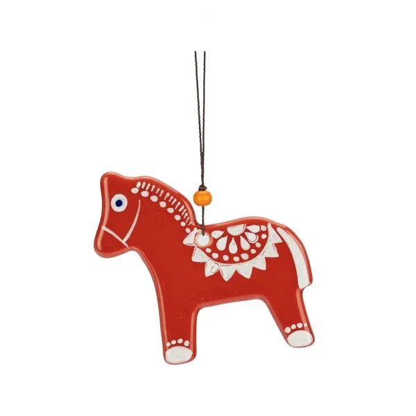 El Puente El Puente Deko-Anhänger "Pferd" | Fair Trade & Handmade aus Vietnam, Rot,weiß, – Produktbild 1 von 1
