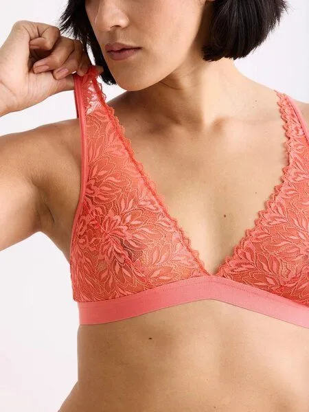 erlich textil erlich textil Dreamy Lace Plunge Bra BH mit Spitze aus recyceltem Polyamid, made in Europe, Wilde orange, – Produktbild 6 von 7