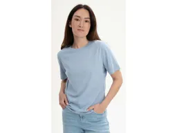 MELA MELA Bio-Damen-T-Shirt "TANIKA" mit geripptem Rundhalsausschnitt, zartes blau, Gr. L – Produktbild 1 von 1