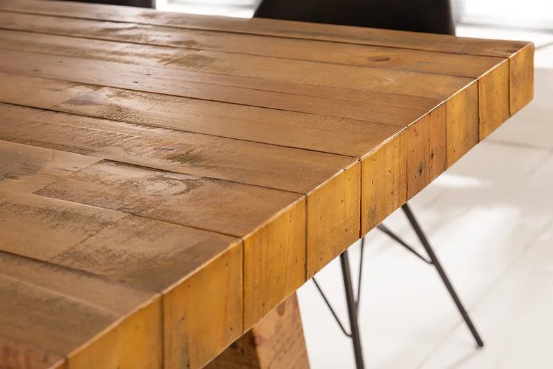 riess-ambiente Esstisch FINCA 165cm vintage braun - recyceltes Pinienholz, Bohlenoptik, FSC, Industrial Design mit Querstrebe – ideal für bis zu 6 Personen, Braun, – Produktbild 5 von 5