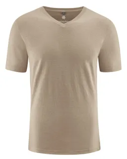 HempAge Hempage Herren vegan T-Shirt Mit V-Ausschnitt Slim Fit Grit Beige – Produktbild 1 von 1