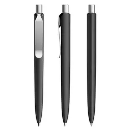 prodir prodir® Druckkugelschreiber DS8 Soft Touch PSR Push, blaue Mine, schwarz/silber satiniert – Produktbild 1 von 1