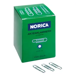 Norica Norica Büroklammern 24 mm, silber, Eisendraht verzinkt, 1.000 Stk. – Produktbild 1 von 1