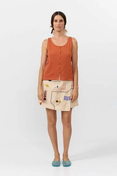 SUITE13LAB Suite13lab Waffle-Top ärmellos NOGALES, Henna(orange), – Produktbild 1 von 2