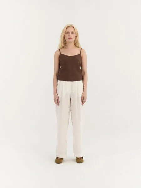 AmourLinen AmourLinen Leinenoberteil mit Schnürrücken AVA, Kakao (braun), – Produktbild 1 von 3