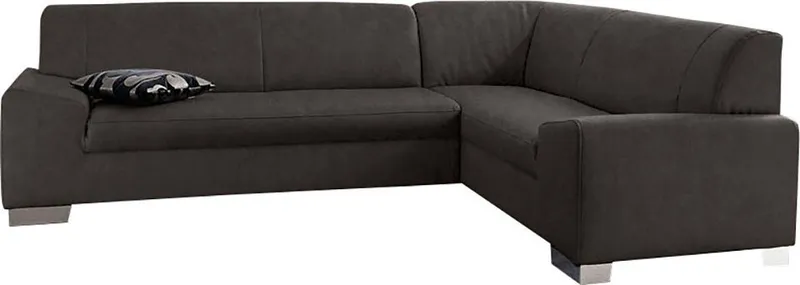 DOMO collection Ecksofa Alisson, zeitlose Optik, flache Armlehnen, Breite 249cm, L-Form, fester Sitzkomfort, wahlweise mit Bettfunktion, Grau, – Produktbild 3 von 7