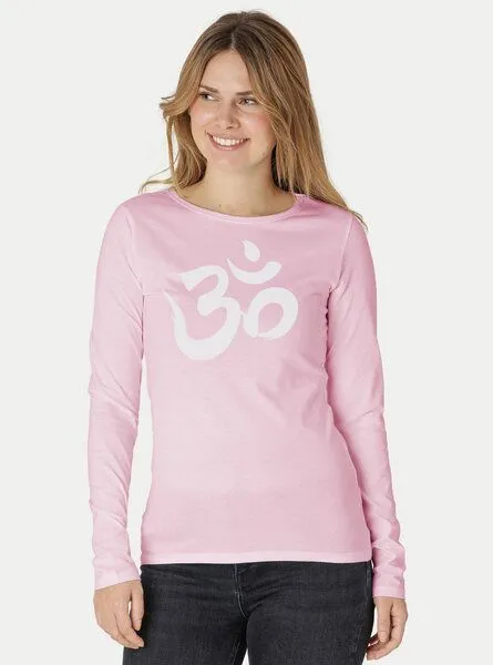 Peaces.bio - handbedruckte Biomode Peaces.bio - handbedruckte Biomode Bio-Damen-Langarmshirt "OM", Rosa, – Produktbild 2 von 3
