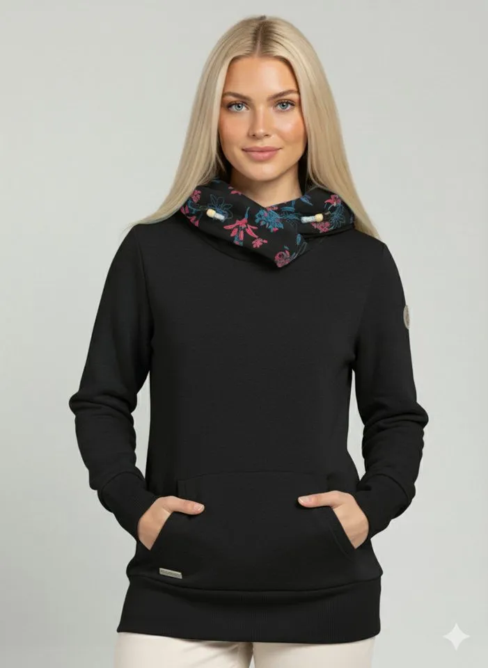 ragwear ragwear Sweatshirt ANGELLIKA FLOWERS O mit Kapuze, Schwarz, – Produktbild 2 von 3