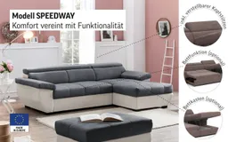 COTTA Ecksofa Speedway L-Form, mit Kopfteilverstellung, wahlweise mit Schlaffunktion & Bettkasten – Produktbild 1 von 1