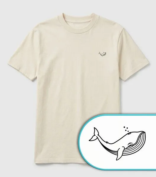 vis wear vis wear Wal der Ozeane - Strand Surf - Pure Natural Bio Baumwolle Shirt, Natural, – Produktbild 2 von 3