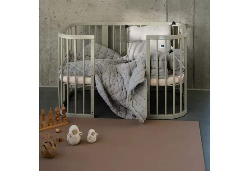 Waldin Waldin Babybett 7in1 mitwachsend, Beistellbett, Matratze, Rollen, Grün, – Produktbild 5 von 5