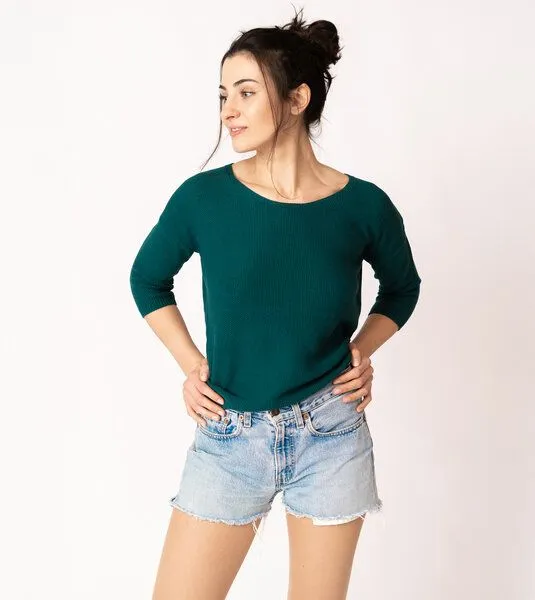 Gary Mash GARY MASH Leichter Strickpulli Valona aus Biobaumwolle, Petrol, – Produktbild 1 von 4