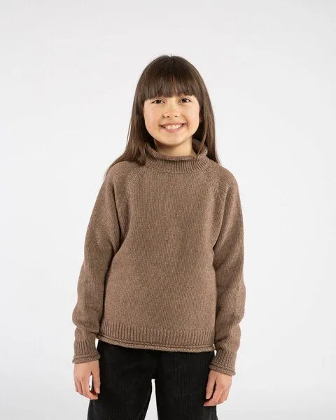 MATONA Matona Strickpullover mit kleinem Kragen für Kinder / Raglan High Neck Sweater, Sepia, – Produktbild 1 von 4