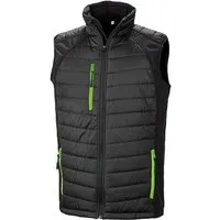 Result Genuine Recycled Result Genuine Recycled Reduzierte Herren Weste Steppweste Atmungsaktiv Wasserabweisend Bodywarmer bis Größe 4XL Wattiert Padded Übergangsweste, Schwarz/lime, – Produktbild 1 von 1
