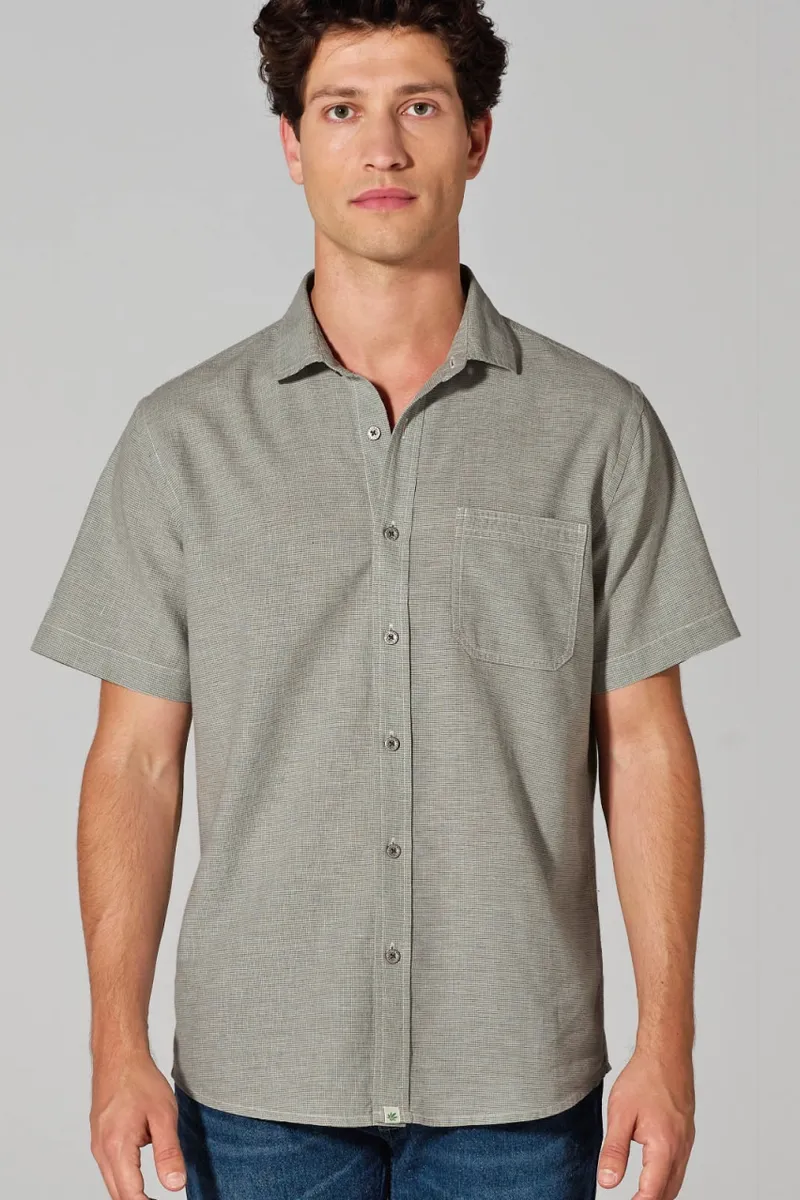 HempAge Hempage Herren vegan Kurzarm Shirt In Melange, Beige, – Produktbild 2 von 2