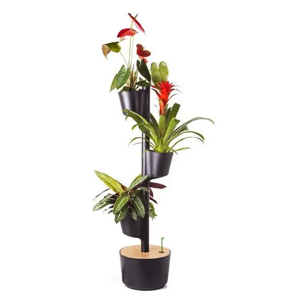 CitySens CitySens vertikaler Blumentopf mit automatischer Bewässerung 3 Blumentöpfe, Schwarz, – Produktbild 1 von 4
